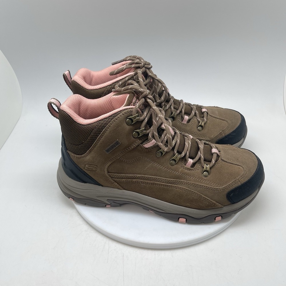 Skechers Boots Womens 10 Relaxed Fit Trego Alpine 167004W Brown Pink Trail Shoes
